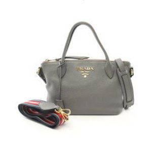 Prada VIT DAINO Leather Handbag Gray